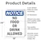 Signmission No Food Or Drink Allowed, 18 in W x Rectangle, Aluminum OS-2PACK-NS-A-1824-V-14578 - alternate 6